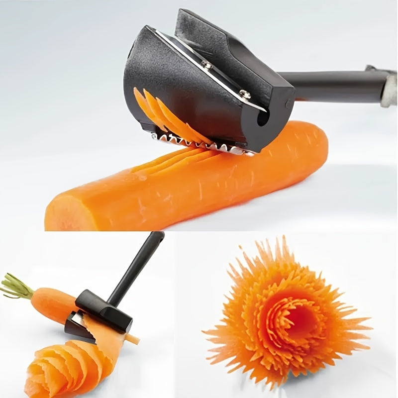 1pcs Spiral Funnel Flower Cutter; Carrot Curler And Peeler; Black Carrot Spiral Shred Slicer Root Vegetables Fruits Slicer Sharpener Garnishing Tool; Kitchen Gadgets