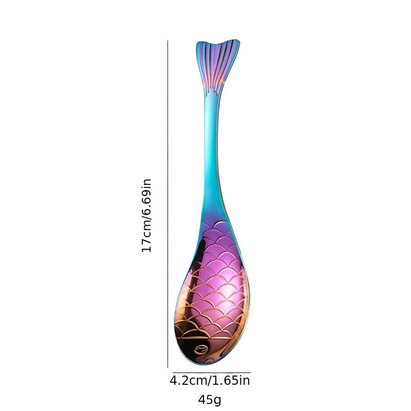 1pc Fish Shape Spoon; Creative Stainless Steel Household Soup Spoon; Teaspoon; Drink Mixing Spoon; Soup Spoon For Home Kitchen Restaurant