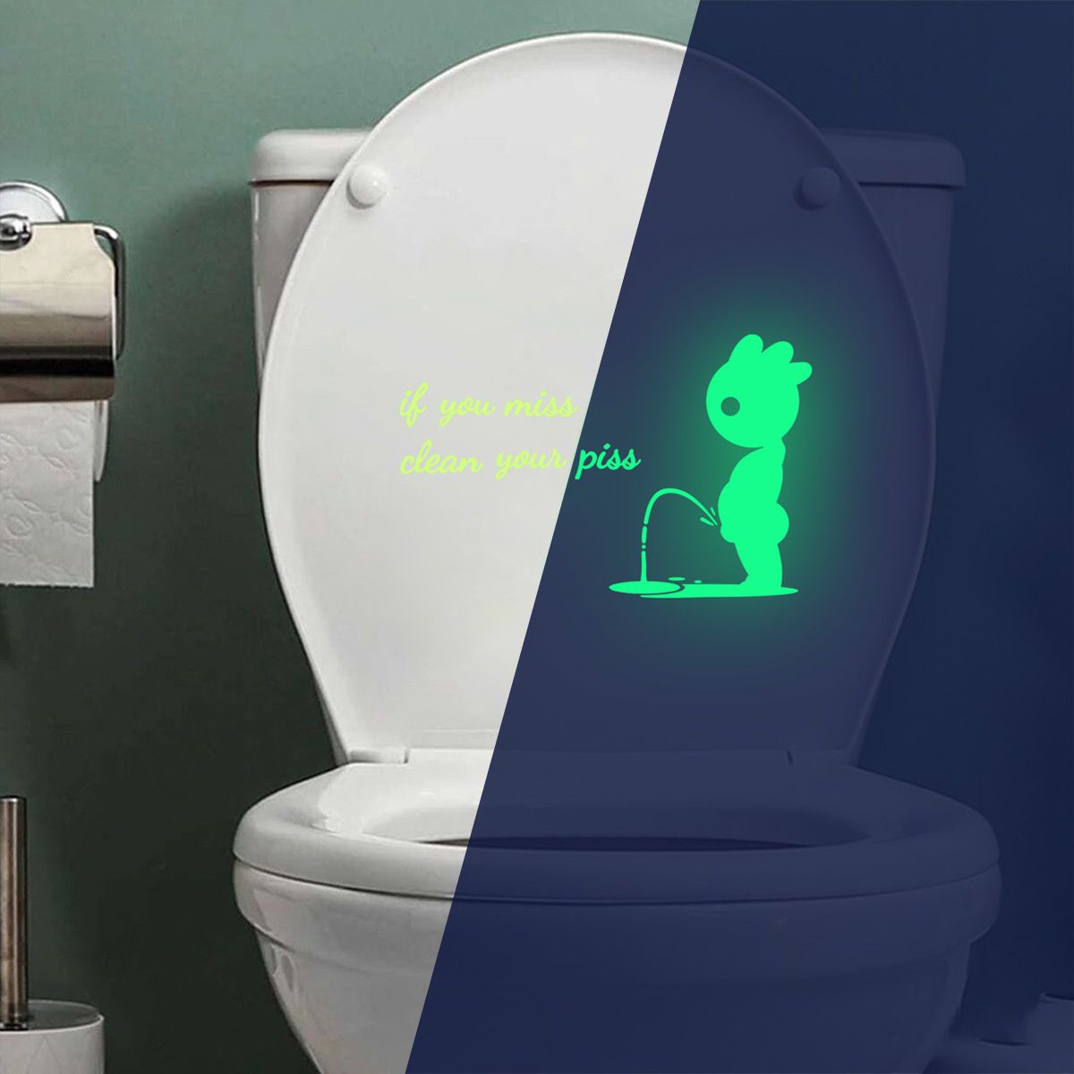 1 Sheet Figure Graphic Luminous Toilet Sticker