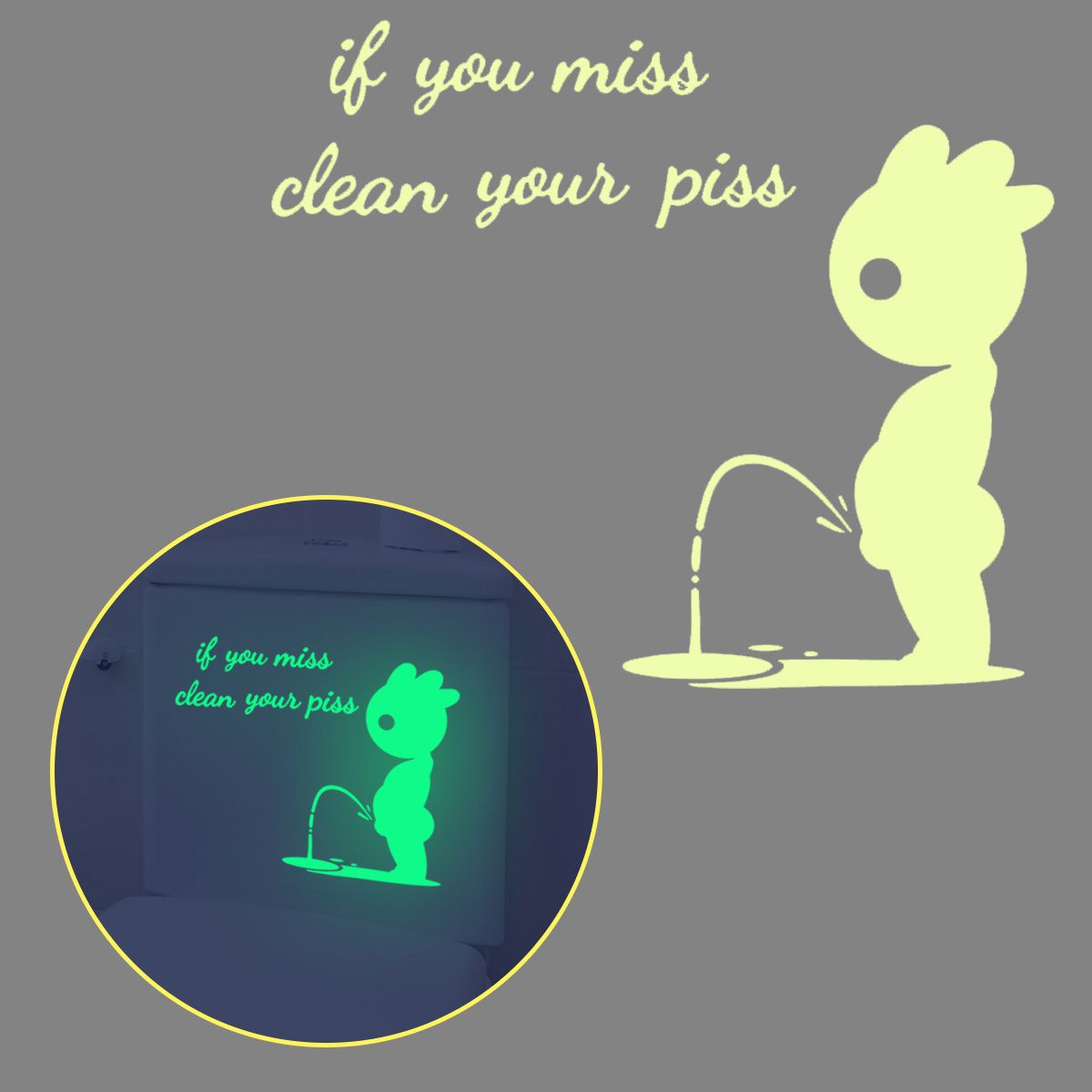 1 Sheet Figure Graphic Luminous Toilet Sticker