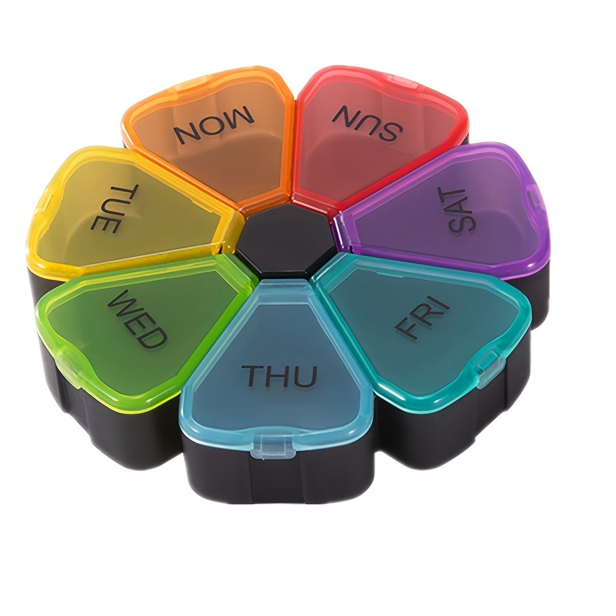 1pc Large Weekly Pill Organizer; 7 Day Portable Pill Box Case For Vitamin; Cod Liver Oil; Pills; Supplements; Flower Medicine Organizer-Arthritis Friendly; Travel Pill Container