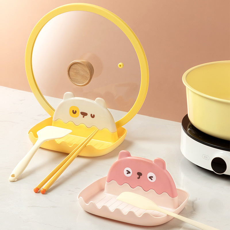 1pc Pot Lid Holder; Spoon Rest For Stove Top; Heat-Resistant Cover Holder For Kitchen Counter; Kawaii Cooking Utensils Rack For Spoons; Kitchen Accessories