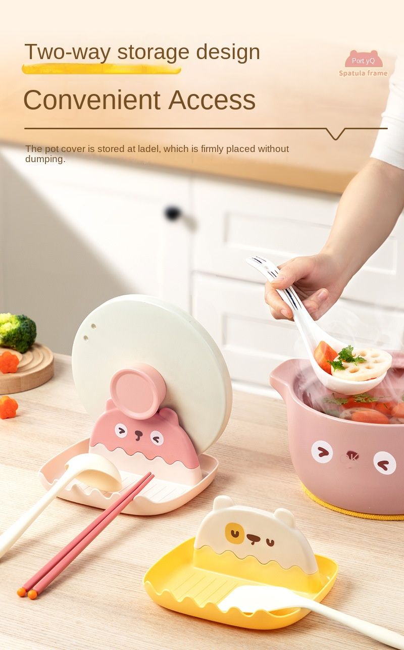 1pc Pot Lid Holder; Spoon Rest For Stove Top; Heat-Resistant Cover Holder For Kitchen Counter; Kawaii Cooking Utensils Rack For Spoons; Kitchen Accessories