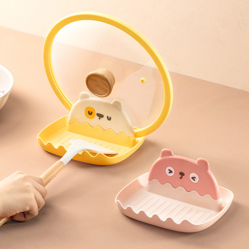 1pc Pot Lid Holder; Spoon Rest For Stove Top; Heat-Resistant Cover Holder For Kitchen Counter; Kawaii Cooking Utensils Rack For Spoons; Kitchen Accessories