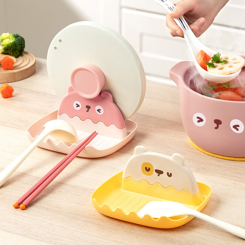 1pc Pot Lid Holder; Spoon Rest For Stove Top; Heat-Resistant Cover Holder For Kitchen Counter; Kawaii Cooking Utensils Rack For Spoons; Kitchen Accessories