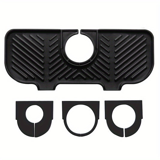1pc Sink Drain Mat; Sink Faucet Splash Guard; Silicone Faucet Handle Drip Catcher Tray; Countertop Fast Drying Faucet Absorbent Mat For Kitchen; Bathroom