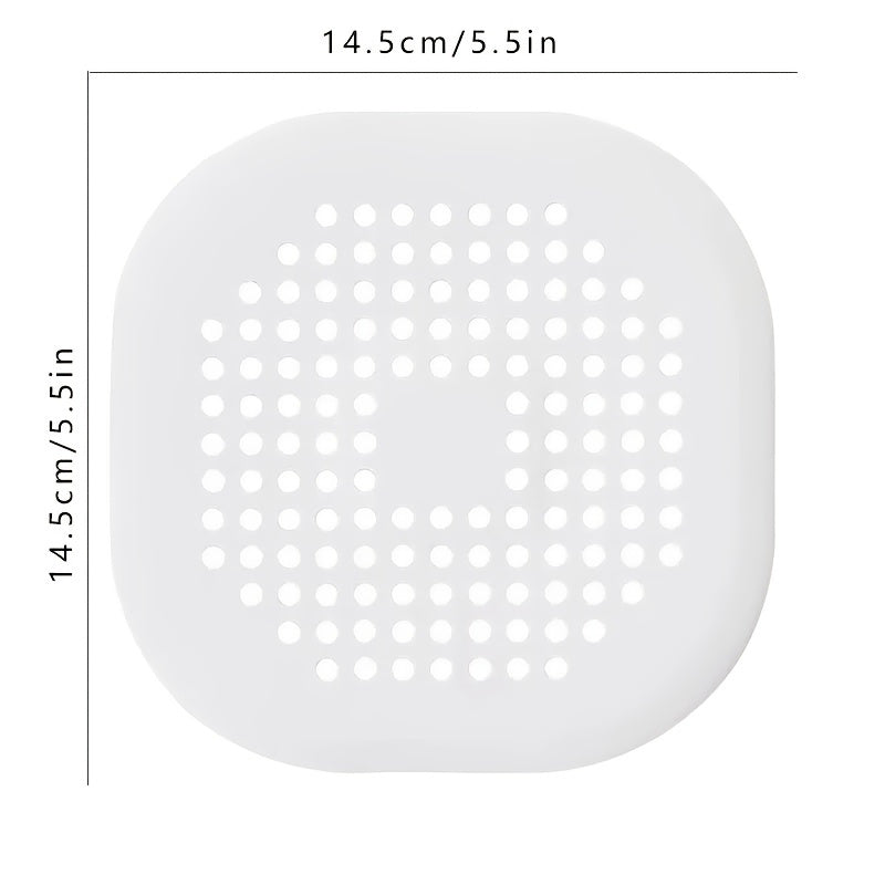 1pc Square Drain Hair Catcher; Hair Filter With Suction Cup; Sink Anti-Clog Filters; Tub Shower Floor Drain Plugs; Easy To Install; Suit For Bathroom; Bathtub; Kitchen; Bathroom Accessories