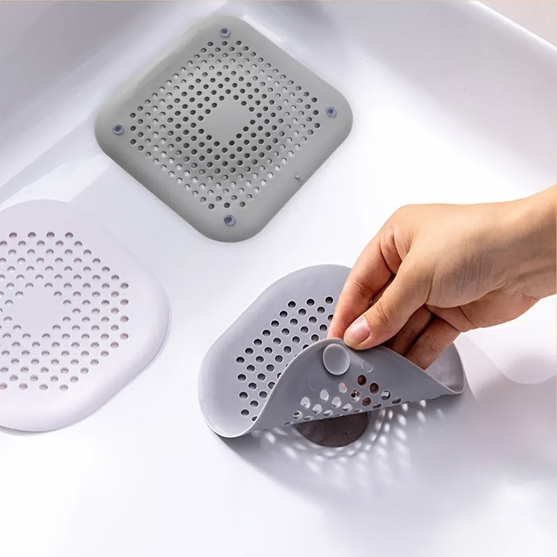 1pc Square Drain Hair Catcher; Hair Filter With Suction Cup; Sink Anti-Clog Filters; Tub Shower Floor Drain Plugs; Easy To Install; Suit For Bathroom; Bathtub; Kitchen; Bathroom Accessories