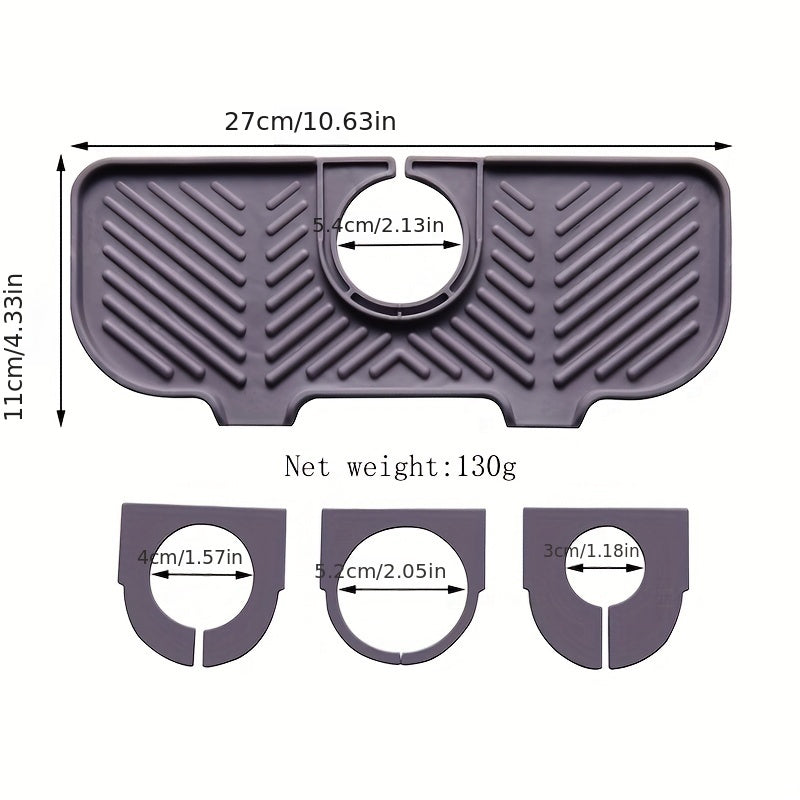 1pc Sink Drain Mat; Sink Faucet Splash Guard; Silicone Faucet Handle Drip Catcher Tray; Countertop Fast Drying Faucet Absorbent Mat For Kitchen; Bathroom