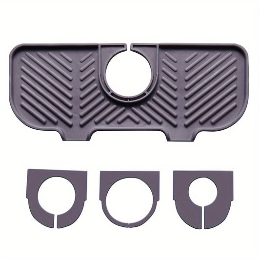 1pc Sink Drain Mat; Sink Faucet Splash Guard; Silicone Faucet Handle Drip Catcher Tray; Countertop Fast Drying Faucet Absorbent Mat For Kitchen; Bathroom