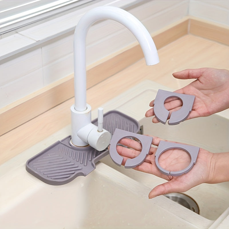 1pc Sink Drain Mat; Sink Faucet Splash Guard; Silicone Faucet Handle Drip Catcher Tray; Countertop Fast Drying Faucet Absorbent Mat For Kitchen; Bathroom