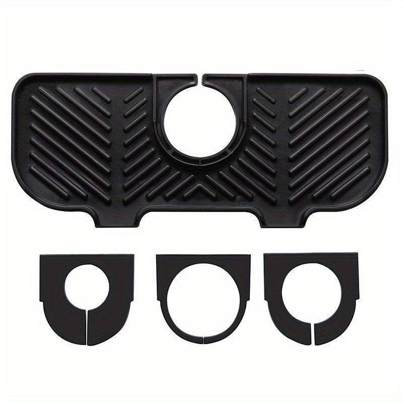 1pc Sink Drain Mat; Sink Faucet Splash Guard; Silicone Faucet Handle Drip Catcher Tray; Countertop Fast Drying Faucet Absorbent Mat For Kitchen; Bathroom
