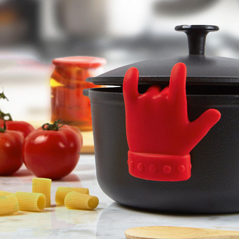 1pc Finger Shaped Pot Cover To Prevent Overflow And Raise The Soup Spoon Holder To Prevent The Soup From Overflowing The Shelf; Innovative Practical Kitchen Tools
