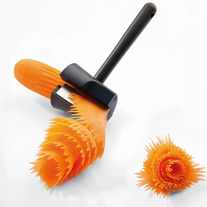 1pcs Spiral Funnel Flower Cutter; Carrot Curler And Peeler; Black Carrot Spiral Shred Slicer Root Vegetables Fruits Slicer Sharpener Garnishing Tool; Kitchen Gadgets