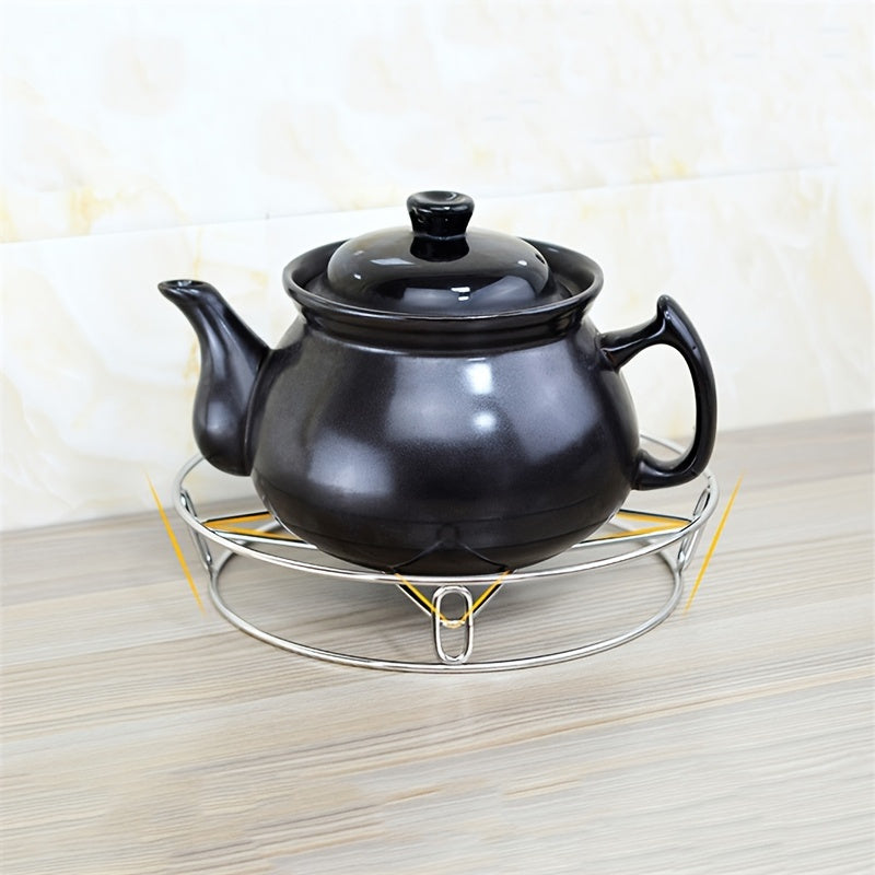 1pc Stainless Steel Kitchen Pot Holder; Steam Pot Holder; Heat Insulation Pad; Anti-scalding Rack