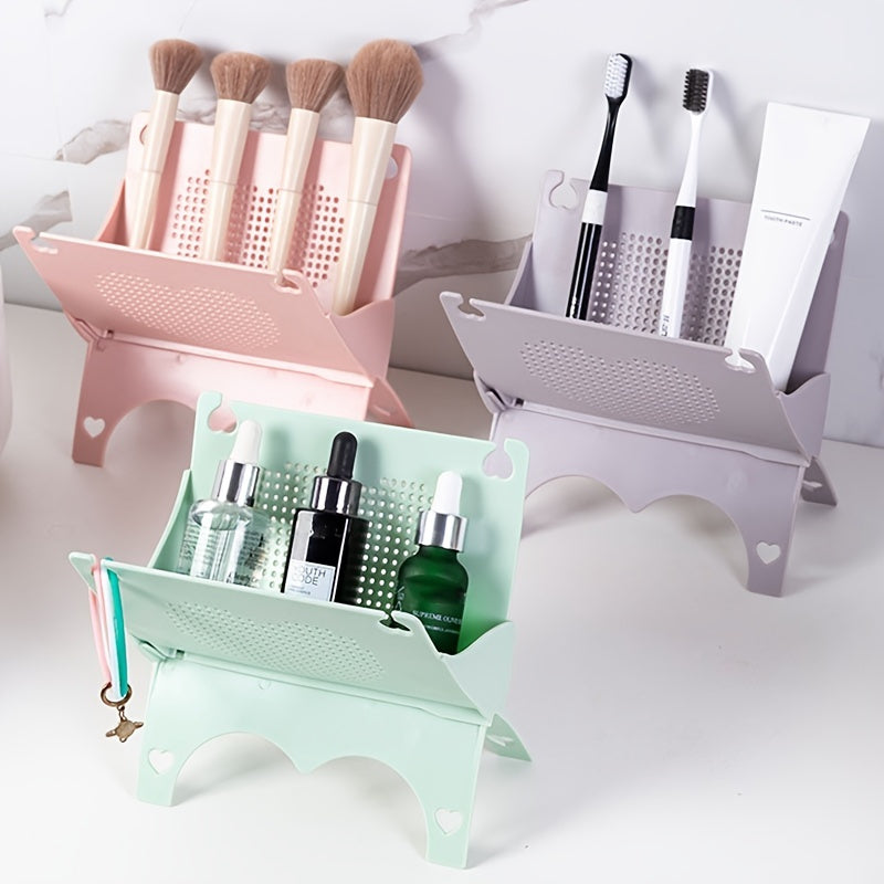 1pc Folding Storage Rack; Multi-functional Kitchen Drainage Rack; Desktop Sundries Sorting Rack Storage Rack