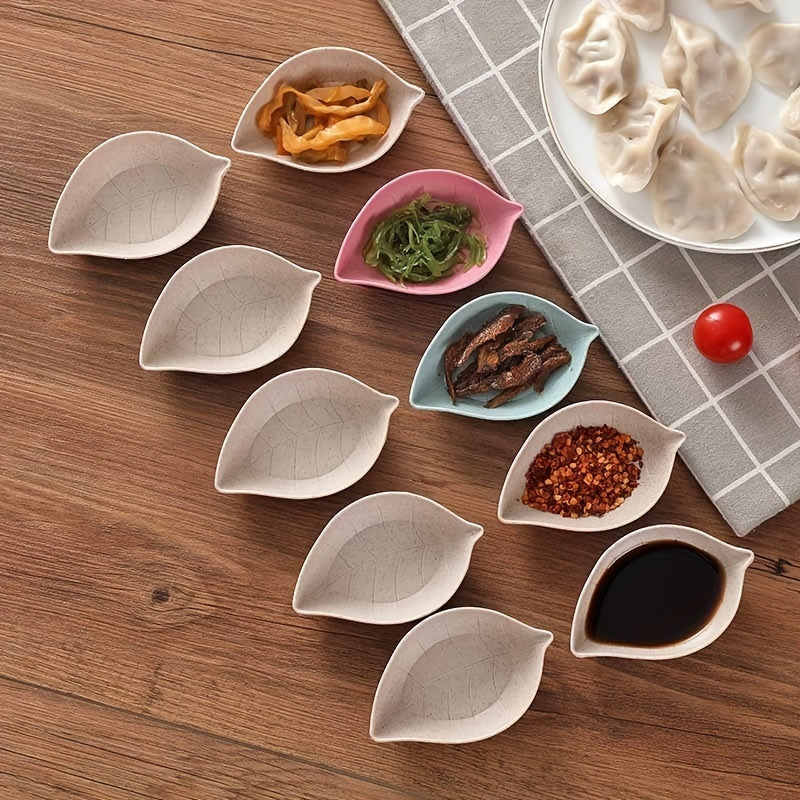 1pc Wheat Straw Leaf Shape Small Dish; Creative Snack Plate; Tableware; Vinegar Dish; Soy Sauce Dish; Bone Dish; Small Seasoning Dish