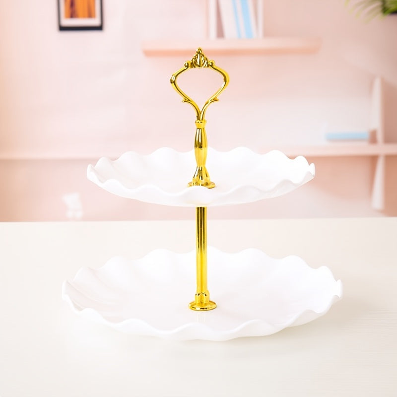 1pc; Plastic Dessert Display Table; Wavy European And American Style; Buffet Tea Break Cake Dessert Service Tray Fruit Plate