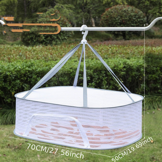 1pc Drying Rack 1-3 Layers Folding Fish Mesh; Non-Toxic Polyester Fiber Netting; Hanging Drying Fish Net; For Shrimp Fish Fruit Vegetables Herb; With Zipper