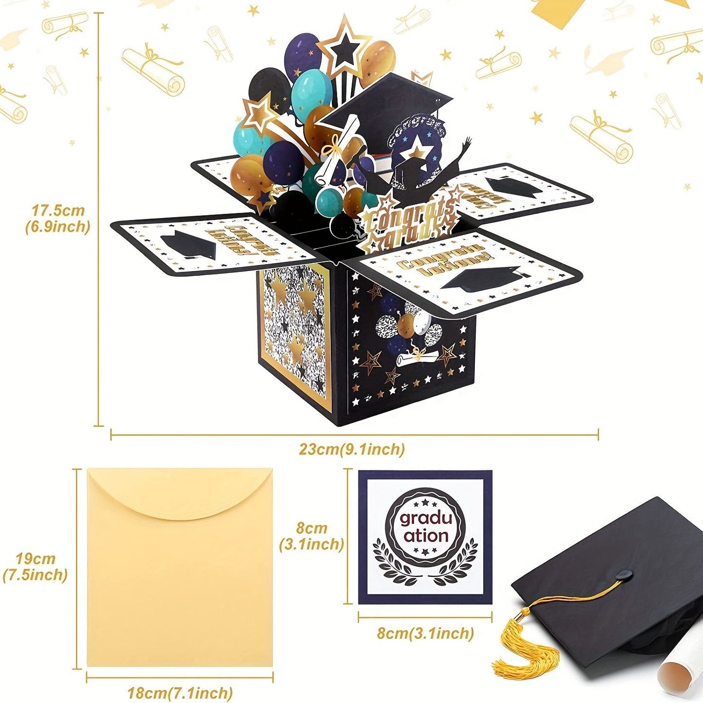 1pcs; 3D Graduation Pop Up Card; Class Of 2023 Congrats Grad Card; Congratulation Greeting Card With Envelope; Graduation Party Supplies; Party Supplies; Holiday Favors