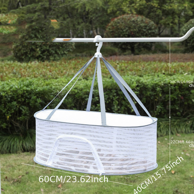 1pc Drying Rack 1-3 Layers Folding Fish Mesh; Non-Toxic Polyester Fiber Netting; Hanging Drying Fish Net; For Shrimp Fish Fruit Vegetables Herb; With Zipper