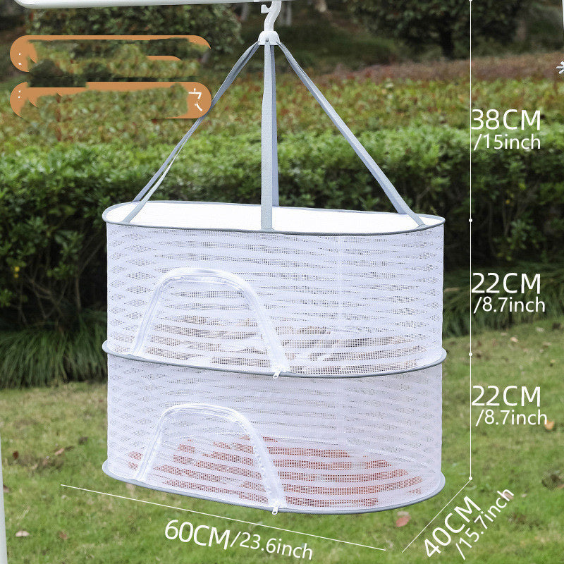 1pc Drying Rack 1-3 Layers Folding Fish Mesh; Non-Toxic Polyester Fiber Netting; Hanging Drying Fish Net; For Shrimp Fish Fruit Vegetables Herb; With Zipper