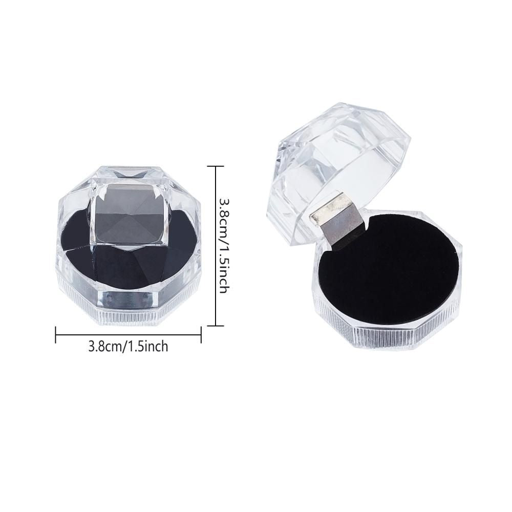 40pcs Black Clear Plastic Ring Boxes Crystal Earrings Jewelry Storage Boxes Display Organizer Case With Foam Insert