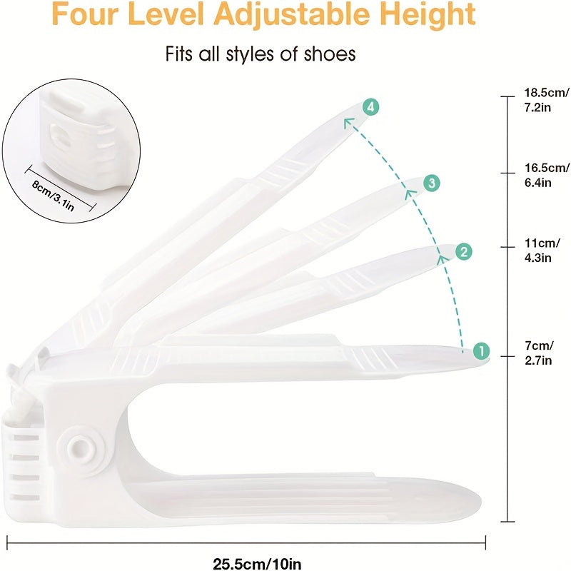 10pcs Plastic Adjustable Shoe Rack; Cabinet Shoe Storage Rack; Shoe Holder