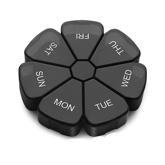1pc Large Weekly Pill Organizer; 7 Day Portable Pill Box Case For Vitamin; Cod Liver Oil; Pills; Supplements; Flower Medicine Organizer-Arthritis Friendly; Travel Pill Container