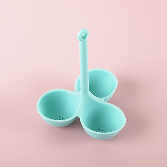 1pc; Egg Poacher; Silicone Egg Steamer Food Grade High Temperature Resistant Children's Food Supplement 3 Holes Steamed Egg Tray Convenient Boiled Egg Tray