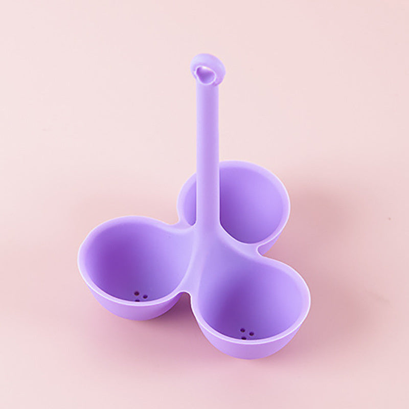 1pc; Egg Poacher; Silicone Egg Steamer Food Grade High Temperature Resistant Children's Food Supplement 3 Holes Steamed Egg Tray Convenient Boiled Egg Tray