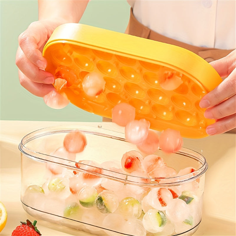 1pc 24 Grids Round Silicone Ice Tray Ice Mold Transparent Ice Cube With Lid Ice Storage Box Ice Tray Tool