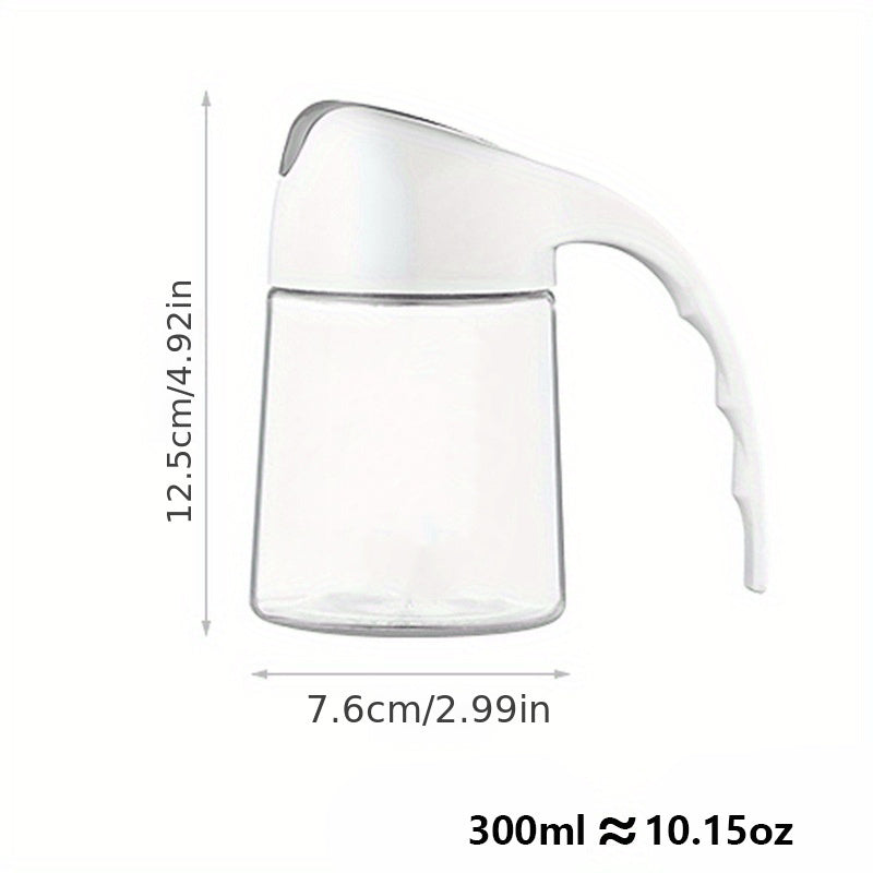 1pc Glass Oil Pot; Seasoning Jar; Gravity Automatic Opening; Leak-proof; Kitchen Accessories