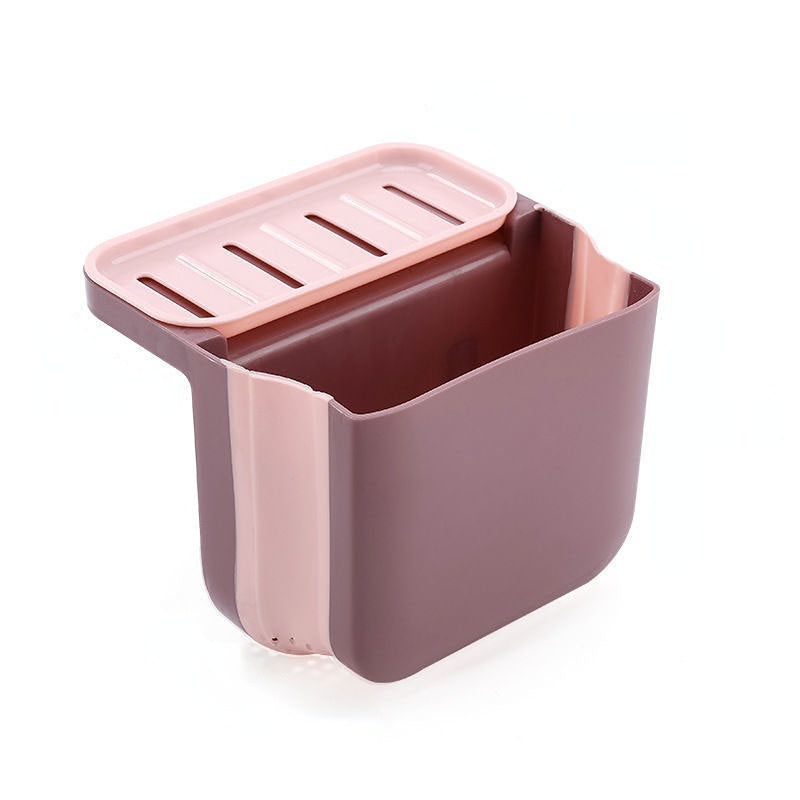1pc Multifunctional Folding Trash Can; Kitchen Sink Telescopic Drain Basket; Suction Cup Foldable Hanging Shelf; Kitchen Sink Dry And Wet Separation Trash Can