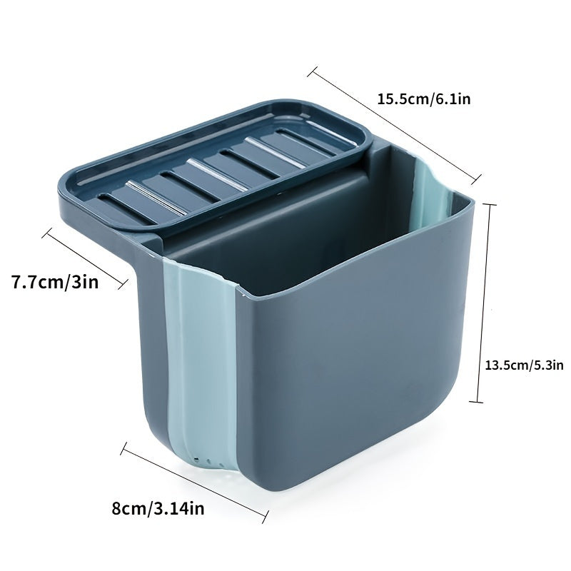 1pc Multifunctional Folding Trash Can; Kitchen Sink Telescopic Drain Basket; Suction Cup Foldable Hanging Shelf; Kitchen Sink Dry And Wet Separation Trash Can