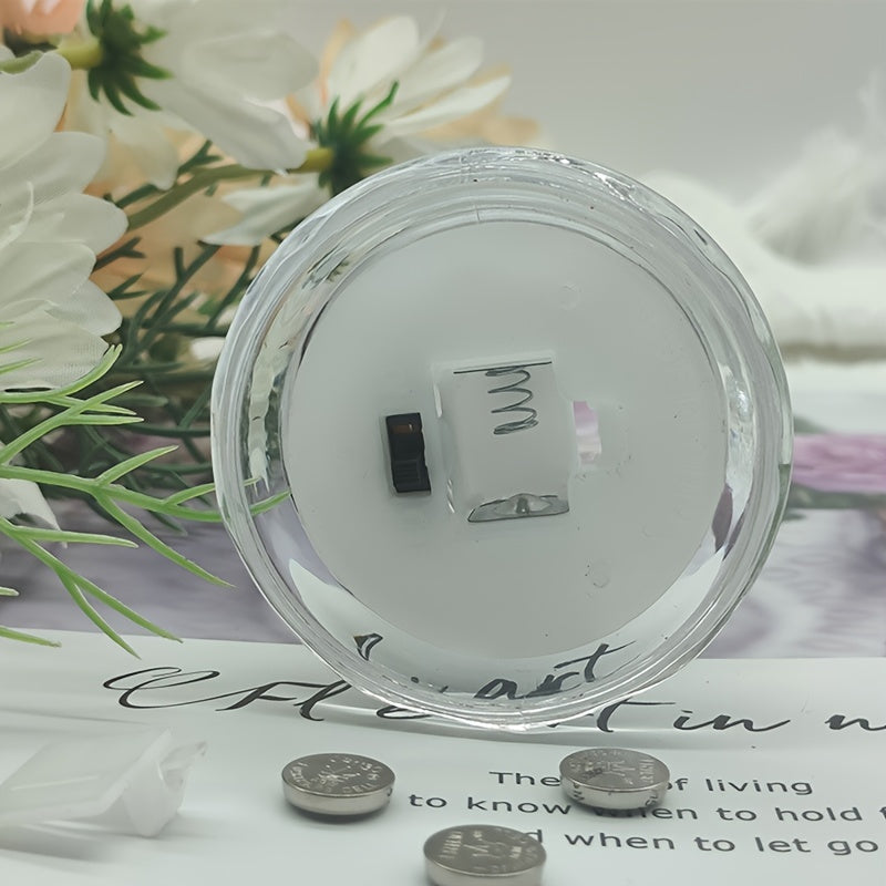 1pc Battery-Powered LED Candle Lamp with Rose Pattern Refraction Halo Projection for Birthday, Wedding, and Party Decor - Glowing Candle Lights in More Colors
